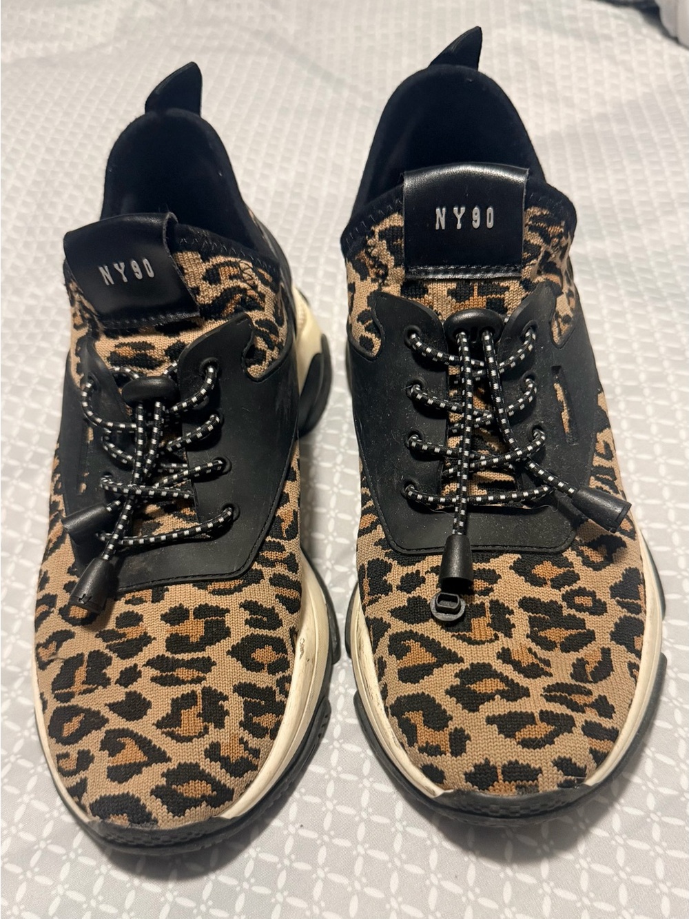 Steve Madden NY90 Leopard Print Athletic Sneakers - Brown Black size 7